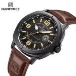 Naviforce 8078 Leather Belt Men's Watch- Brown - Image 2