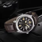 Naviforce 8078 Leather Belt Men's Watch- Coffee - Image 2