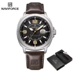 Naviforce 8078 Leather Belt Men's Watch- Coffee