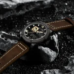 Naviforce 9236 Dual Time Leather Belt Men's Watch- Brown/Black - Image 3