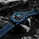Naviforce 9236 Dual Time Leather Belt Men's Watch- Blue - Image 3