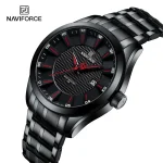 Naviforce 8032 Stainless Steel Men's Watch- Black/Red - Image 3