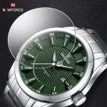 Naviforce 8032 Stainless Steel Men's Watch- Silver/Green - Image 3