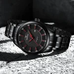 Naviforce 8032 Stainless Steel Men's Watch- Black/Red - Image 2