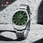Naviforce 8032 Stainless Steel Men's Watch- Silver/Green