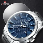 Naviforce 8032 Stainless Steel Men's Watch- Silver/Blue - Image 3