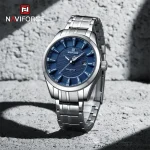 Naviforce 8032 Stainless Steel Men's Watch- Silver/Blue