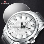 Naviforce 8032 Stainless Steel Men's Watch- Silver/White - Image 2