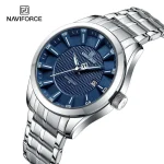 Naviforce 8032 Stainless Steel Men's Watch- Silver/Blue - Image 2