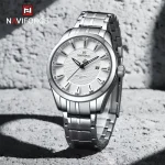 Naviforce 8032 Stainless Steel Men's Watch- Silver/White