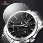 Naviforce 8032 Stainless Steel Men's Watch- Silver/Black - Image 2