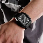 Naviforce 8052 Chronograph Rubber Belt Men's Watch- Black - Image 2