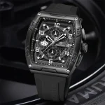 Naviforce 8052 Chronograph Rubber Belt Men's Watch- Black