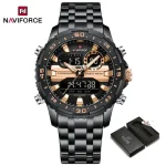 Naviforce 9234 Dual Time Men's Watch- Black/Rose Gold - Image 3