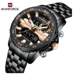 Naviforce 9234 Dual Time Men's Watch- Black/Rose Gold - Image 2