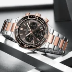 Naviforce 8049 Chronograph Men's Watch- Silver/Rose Gold