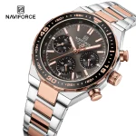 Naviforce 8049 Chronograph Men's Watch- Silver/Rose Gold - Image 3
