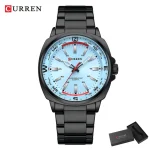 Curren 8455 Stainless Steel Men's Watch- Black/Sky Blue - Image 2