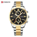 Curren 8445 Chronograph Men's Watch- Silver Golden/Black - Image 2