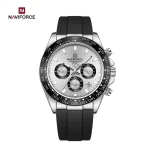 Naviforce 8054 Chronograph Rubber Belt Men's Watch- Black/White