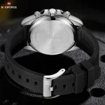 Naviforce 8054 Chronograph Rubber Belt Men's Watch- Black/White - Image 3