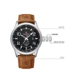 Naviforce 9229 Leather Belt Men's Watch- Brown - Image 3