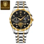 Poedagar 996 Chronograph Men's Watch- Silver Golden/Black