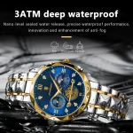 Poedagar 996 Chronograph Men's Watch- Silver Golden/Blue - Image 4