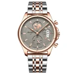 Poedagar 802 Chronograph Men's Watch- Silver Rose Gold/Gray - Image 6