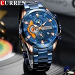 Curren 8402 Chronograph Stainless Steel Men's Watch- Blue - Image 2
