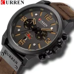 Curren 8314 Chronograph Leather Belt Men's Watch- Brown/Black - Image 2