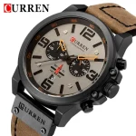 Curren 8314 Chronograph Leather Belt Men's Watch- Brown - Image 2