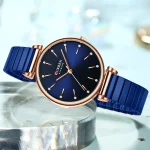 Curren 9081 Stainless Steel Ladies Watch- Blue - Image 2
