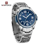 Naviforce 9215 Stainless Steel Men's Watch- Silver/Blue - Image 2