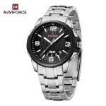 Naviforce 9215 Stainless Steel Men's Watch- Silver/Black