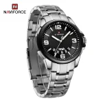Naviforce 9215 Stainless Steel Men's Watch- Silver/Black - Image 2