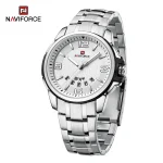 Naviforce 9215 Stainless Steel Men's Watch- Silver/White
