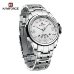Naviforce 9215 Stainless Steel Men's Watch- Silver/White - Image 3