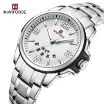 Naviforce 9215 Stainless Steel Men's Watch- Silver/White - Image 2