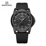 Naviforce 8031 Rubber Belt Men's Watch- Black - Image 2