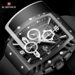 Naviforce 8025 Chronograph Rubber Belt Men's Watch- Black - Image 3