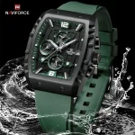 Naviforce 8025 Chronograph Rubber Belt Men's Watch- Green - Image 2