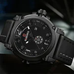Naviforce 9099 Leather Belt Men's Watch- Black - Image 2
