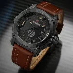 Naviforce 9099 Leather Belt Men's Watch- Brown