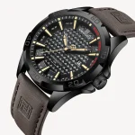 Naviforce 8023 Leather Belt Men's Watch- Coffee - Image 3