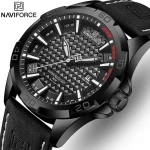 Naviforce 8023 Leather Belt Men's Watch- Black - Image 2