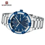 Naviforce 9218 Stainless Steel Men's Watch- Silver/Blue - Image 3