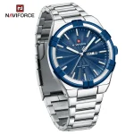 Naviforce 9218 Stainless Steel Men's Watch- Silver/Blue