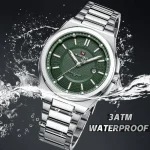 Naviforce 9212 Stainless Steel Men's Watch- Silver/Green - Image 2