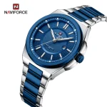 Naviforce 9212 Stainless Steel Men's Watch- Silver/Blue - Image 5